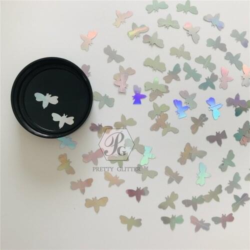 PrettyG 1 Box Bee Shape Holographic Glitter for Resin DIY Making Body Art Craft Makeup Nail Decoration Accessories