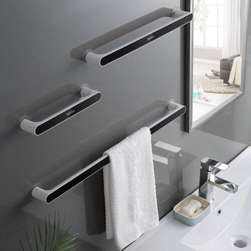 Self-adhesive Towel Holder Rack Wall Mounted Towel Hanger Bathroom Organizer Towel Bar Shelf Bathroom Hook Kitchen Wipes Hanging