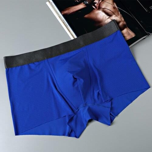 Sexy Mens Boxer Shorts Thin Breathable Soft Male Underpants Solid Seamless Panties U Convex Pouch Gay Wear Ice Silk Underwear