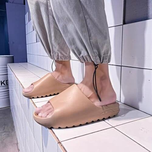 Topvivi slippers men summer 2021 new fashion slides men casual shoes light men beach shoes eva thick sole women slippers brown