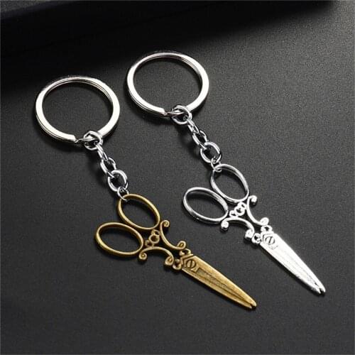 Antique Scissor Pendant Retro Mini Scissor Key Chain Cute Car Key Ring Hairdresser Bag Hangings Decor Key Ring Stylist G