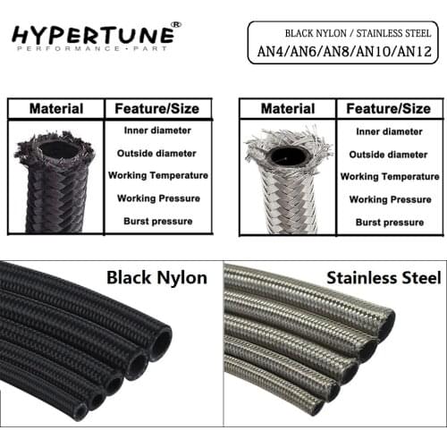 AN4 AN6 AN8 AN10 AN12 Braided Stainless Steel Fuel Hose Oil Gasoline Brake Line Hose For Racing Motorcycle Hose 0.3 Meter