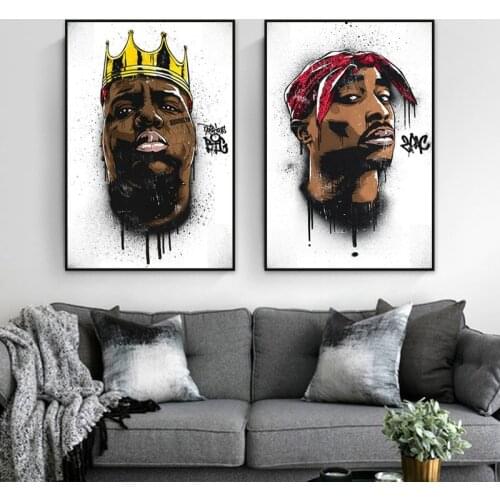 Tupac Shakur Posters and Prints Infamous B.I.G Biggie Smalls 2PAC Abstract Canvas Painting Street Pop Art Pictures Bedroom Decor