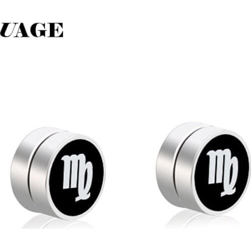 UAGE 8mm Magnet Magnetic Ear Stud 1Pair Fashion Non Piercing Clip Stud Earrings Fake Earrings for Boyfriend Lover Black
