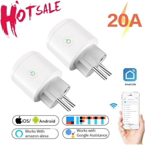 1-5pcs EU Plug Smart Socket Power Outlet Electricity Monitor Smart Life App Remote Control Timer Work With Alexa Google Home 20A