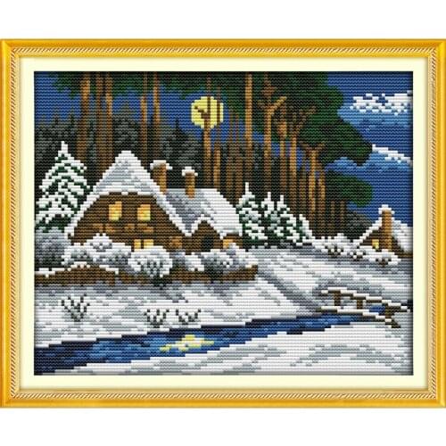 Everlasting Love Winter Forest Chinese Cross Stitch Kits Ecological Cotton Clear Stamped Printed 11CT DIY Christmas Decorations