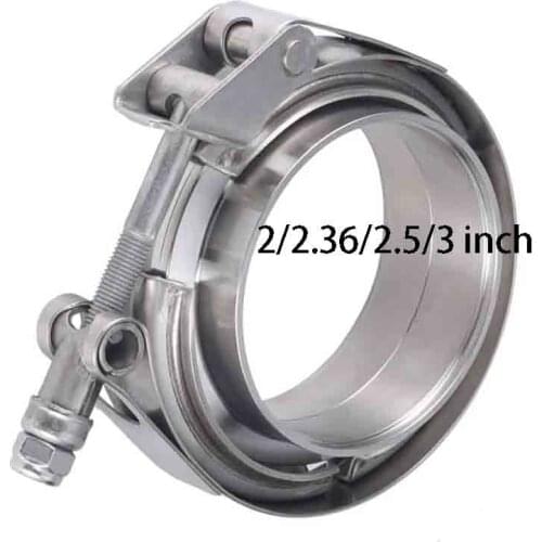 V Band Clamp 2/2.36/2.5/3 inch Stainless Steel Quick Release V Band Clamp With Male Female Flange Exhaust Pipe Clamp