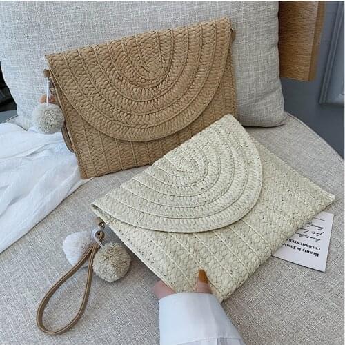 Women Girls Fashion Crossbody Envelope Bag Elegant Straw Handbag Clutch Summer Beach Shoulder Bag purses bolsos de playa 2020