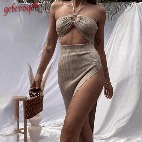 Summer New Fashion Women Clothing 2021 Sexy Slash Neck Sleeveless Hollow Out Tight Maxi Dress Neck-mounted Vacation Long Dresses