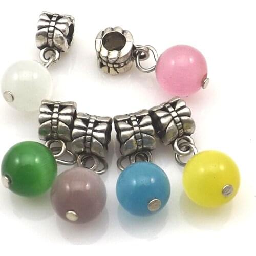 Mixed Color 10mm Opal Pendants For European Bracelet 50pcs Free Shipping