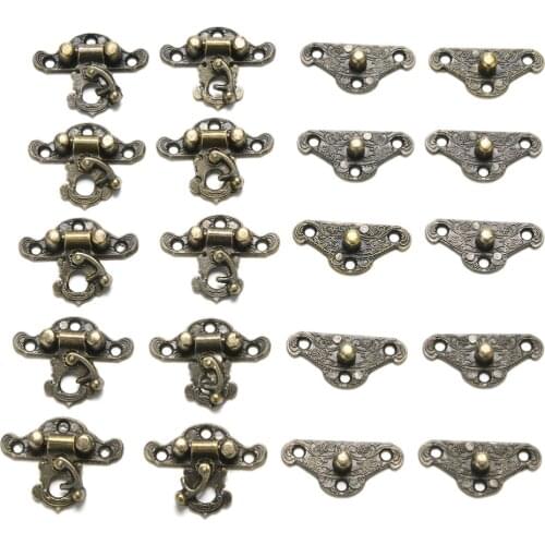 10Pcs Small Box Packing Buckle Antique Wooden Gift Box Lock Metal Alloy Buckle Locks For Wooden Cases Jewelry Boxes 23 * 28MM