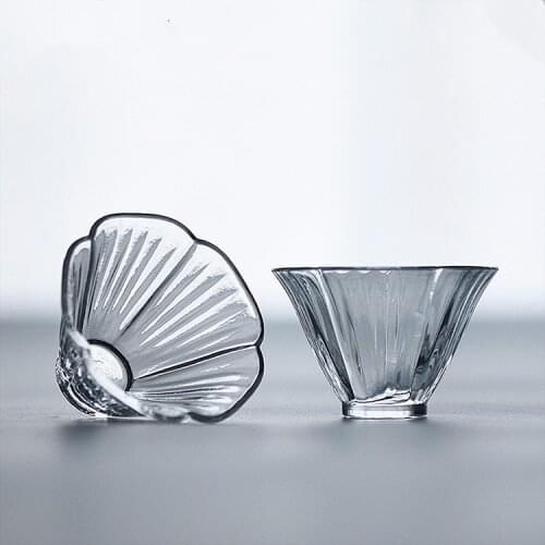 10pcs Hammer pattern glass Kung Fu tea cup petal octagonal cup tea cup heat-resistant glass tea set Japanese wine glass