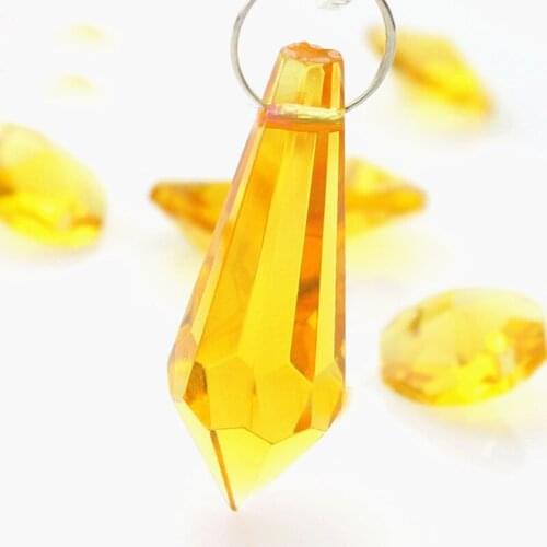 100Pcs 36mm Sparkle Gold K9 Crystal Chandelier Pendants(Free rings)/Crystal Lamp Parts/ K9 Crystal Icicle Drops For Chandelier
