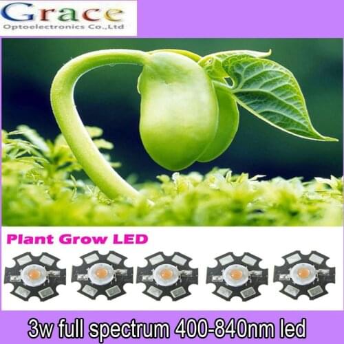100pcs New Arrival , 3w full spectrum led chip , 400nm~840nm with bridgelux for plant grow ,suit for all stage with pcb