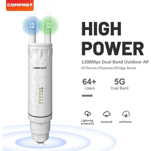 1200M Dual-Band Outdoor High-Power AP 2*5dBi Antennas 360°Wifi Coverage Access Point Wireless Router AP Long Range Extender PoE