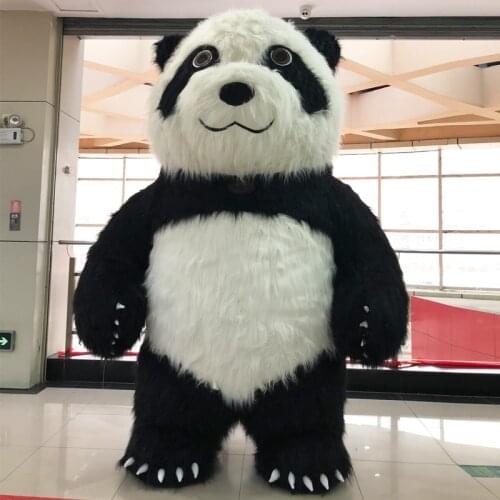 2.6 M Tall Inflatable Chinese Panda Bear Mascot Costumes Halloween Party Cosplay Party Game Dress for 1.6M - 1.85M Adults Anime