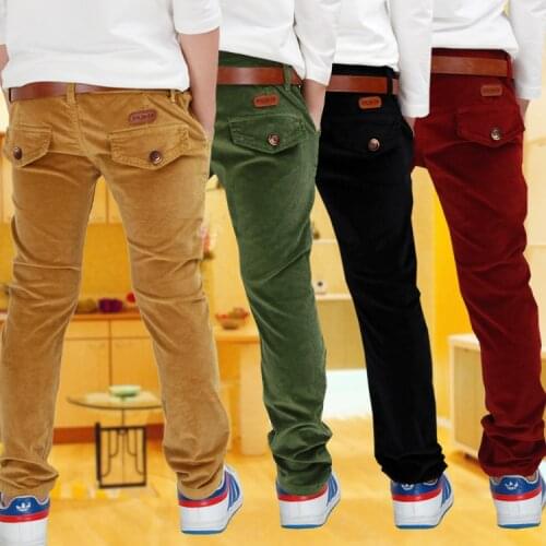 Boys casual pants with Sashes 2019 designer brand kids corduroy pant soild all-match british style fashion trousers for children