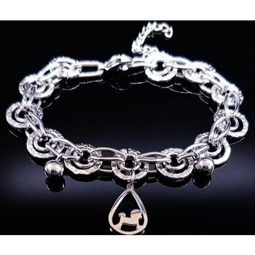 2021 Dog Stainless Steel Bracelets Women Jewelry Silver Color Bracelets Bangles Jewelry Christmas Gift bracelet femme B17825