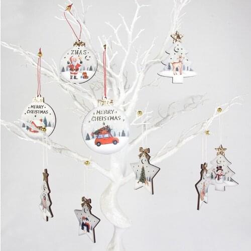3pcs/suit Christmas Ornament Wooden Hanging Pendants Xmas Tree Christmas Decorations For Home New Year Party Decor Accessories