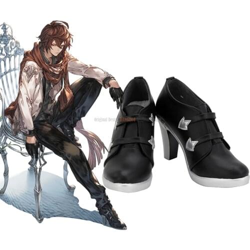 Sandalphon Shoes Cosplay Granblue Fantasy Sandalphon Cosplay Boots Black High Heel Shoes Custom Made