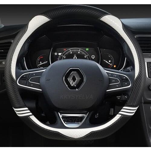 For Renault Scenic 1 2 3 4 Grand Scenic Megane Car Steering Wheel Cover Microfiber Leather + Carbon Fiber Auto Accessories