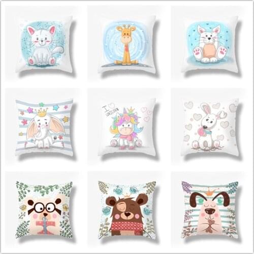 Cartoon Baby Animals Throw Pillow Case Cushion Covers for Home Sofa Chair Decorative Pillowcases