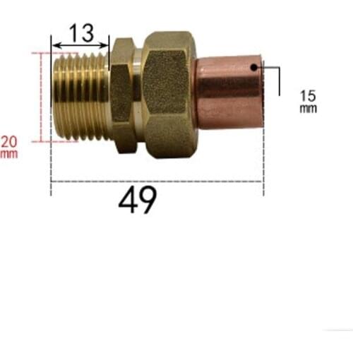 DN15 G 1/2" BSPP Male x Copper Inner Dia 15mm Brass Copper End Feed Fitting Union Connector Coupler Adapter Water Gas Oil