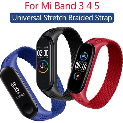 Stretch Braided Strap For Xiaomi Mi Band 4 5 3 Wrist Bracelet MIband Braided Solo Loop Strap for MiBand 5 4 3 Wristbands