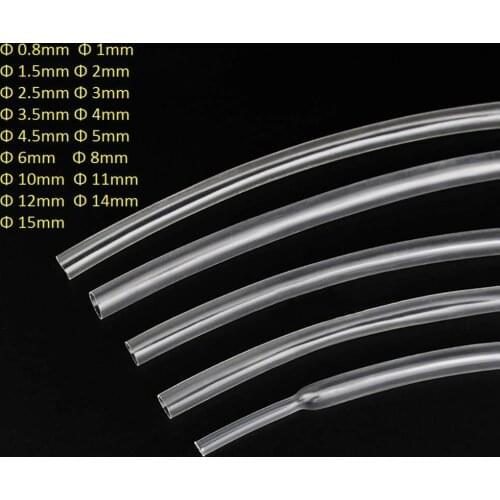 Φ0.8~Φ15mm 2:1 ultra-thin transparent Heat-shrinkable tube 5M/10Meter cable wire audio headphone wire 2 times shrink soft sheath