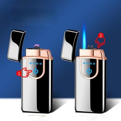 Gas-electric Hybrid Dual Power Consumption Display Touch-sensitive Boutique Windproof Lighter Regalos Para Hombre Originales