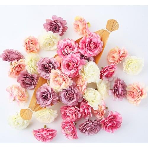 10pcs/lot artificial flower 5cm silk rose head for wedding party home decoration DIY flower wall scrapbook gift box crafts