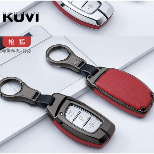Alloy Leather Remote Car Key Case Cover For Hyundai IX25 IX35 I20 I30 I40 hb20 Santa Fe Creta Solaris 2017 key shell