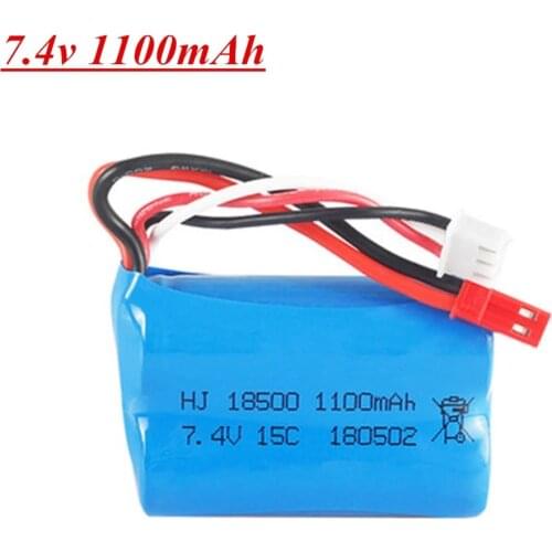 7.4V 1100mAh 15C Lipo Battery For Remote Control Helicopters Cars Boats Trains Toy Accessory 2S 7.4V 18500 battery SM/JST Plug