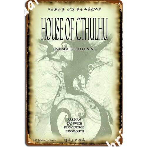 The House Of Cthulhu Menu Front Metal Sign Cinema Living Room Living Room Wall Decor Customize Tin Sign Poster