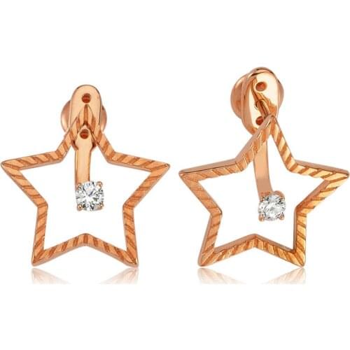 Valori Jewels Mini Star, Zirconia White Gemstone, Rose Gold Plated, Sterling Silver Earrings