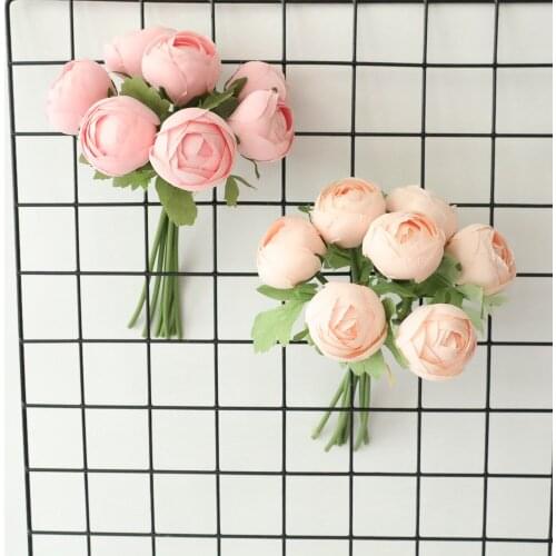 Simulation Candy Small Lotus Bunch Artificial Silk Flowers Wedding Bouquet Home Decoration Fake Tea Rose Tiny Flower DIY Wreath