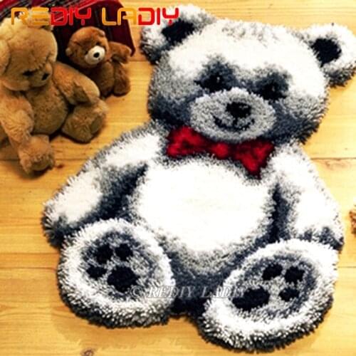 Latch Hook Kits Make Your Own Rug White Teddy Bear Tapestry Crochet Cushion Mat DIY Carpet Rug Pre-Printed Canvas Hobby & Crafts