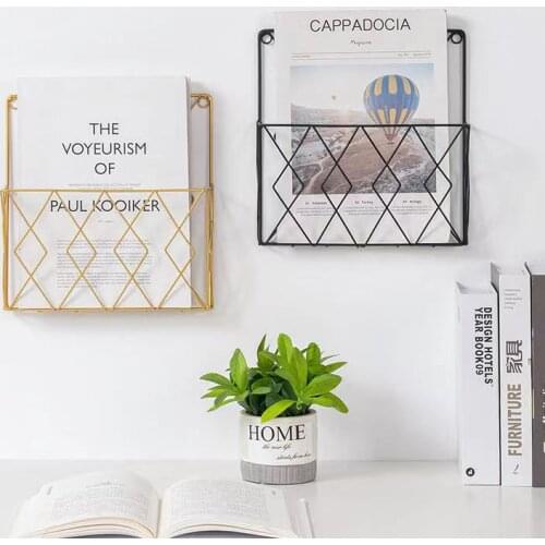 Creative New Modern Simple Wrought Iron Wall Book And Newspaper Rack, Home Bedroom Study Wall Storage Rack, No Gift, No Nails