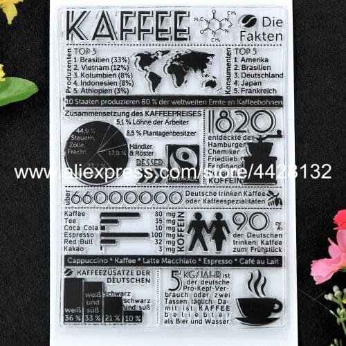 German Words Kaffee Tee Scrapbook photo cards rubber stamp clear stamp transparent stamp 11x16cm 9042606