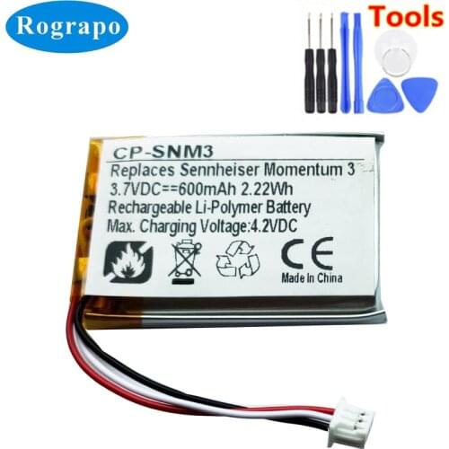 New Battery For Sennheiser Momentum 3 Wireless / M3 Wireless / Momentum True Wireless 2 Accumulator 3.7V 600mAh Batterie 3-wire