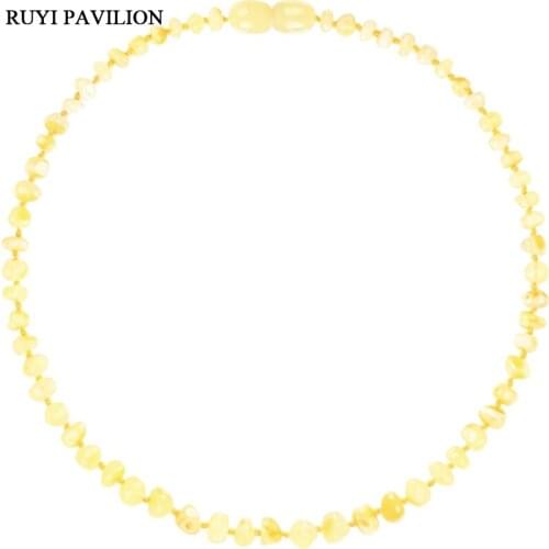 RUYI PAVILION Natural Baltic Amber Necklace For Baby Handmade polished beads fine jewler baroque milk 32-37cm
