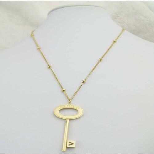 Necklace Jewelry Stainless Steel New Goddess Luxury Golden Color Luxe Fashion For Women Key Hot Sell