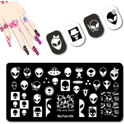 Mouteen New Mask Nail Stamping Plates Grimace Nail Art Template Alien Universe Image Nail Stamping Plates #054