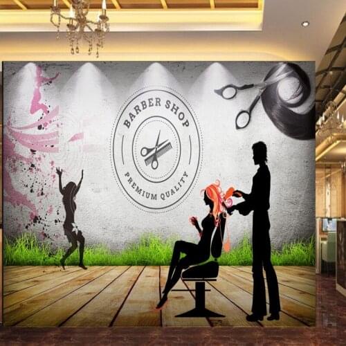 Dropship Custom Photo Wallpaper Custom 3D Stereo Mural Hair Shop Nostalgic Backdrop Wallpaper Barber Shop High Quality Mural