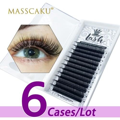 MASSCAKU 6case/lot 12 lines y lashes cilia volume brazilian false eyelashes supplies faux mink lashes y shape eyelash extension