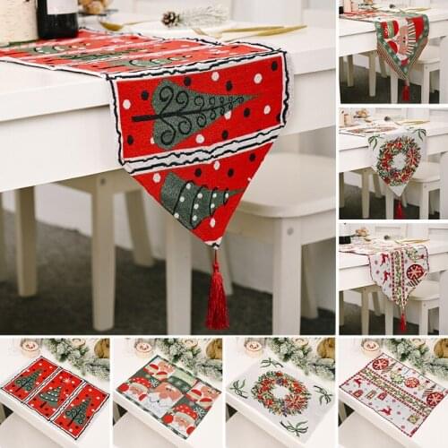 Santa Claus Elk Christmas Table Runner Merry Christmas Decoration for Home Christmas Table Ornaments Xmas Navidad 2020 New Year