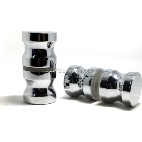 Zinc Alloy Single Groove Glass Door Knob Shower Cabinet Handle Home Bathroom Set of 2