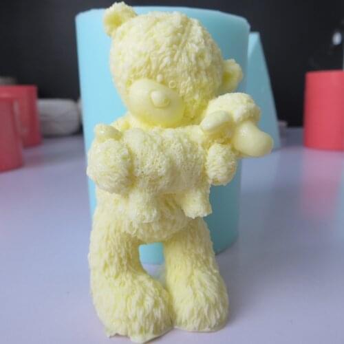 PRZY Mol Silicone Mold Fondant Mould Cute 3d Bear Sheep Chocolate Mousse Cake Molds Candle Aroma Stone Resin Clay Eco-friendly