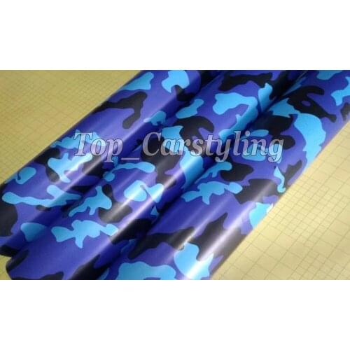 Blue Black Camo Camouflage Vinyl Sticker Wrap Car Color Change Rolls Camo Foil With Air-release Protwraps