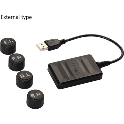 USB Tire Pressure Monitor System TPMS External Sensor Auto Alarm Sensor Module USB TPMS With 4 Sensors For Car Bus Minibus